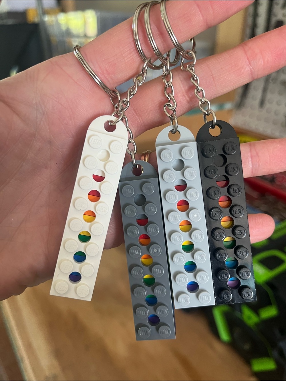 ONE LEGO Rainbow Handmade Brick Keychain - Multicolor